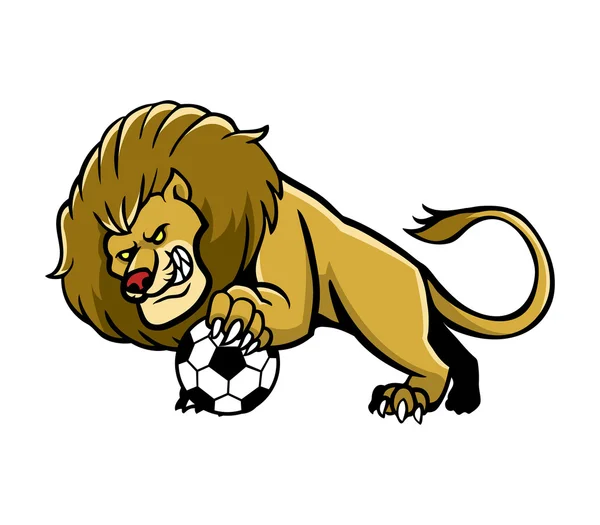 Aslan futbol maskot — Stok Vektör