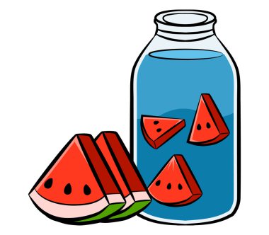 Karpuz demlemek su düz çizgi sanat