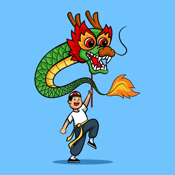 Традиционная Китайская Танцевальная Иллюстрация Дракона Подходит Китайской Новогодней Темы — стоковый вектор