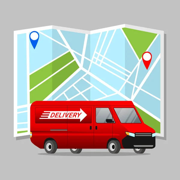 Vector Illustration Logistic Truck City Map Background — Stock Vector