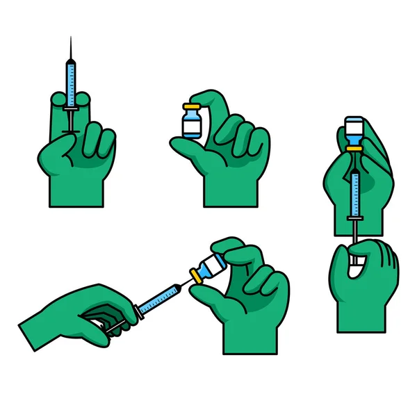 Läkare Gummi Handske Tecknad Gest Förbereda Vaccin Injektion Illustration Royaltyfria illustrationer