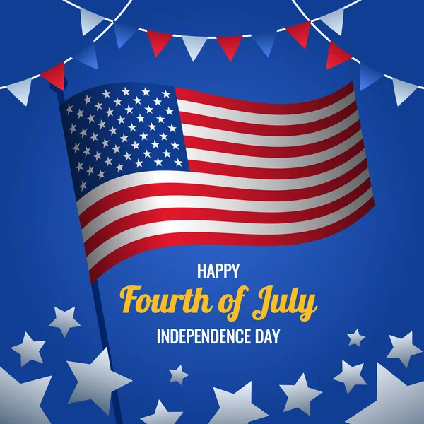 America Giorno Dell Indipendenza Celebrazione Auguri Carta Illustrazione — Vettoriale Stock