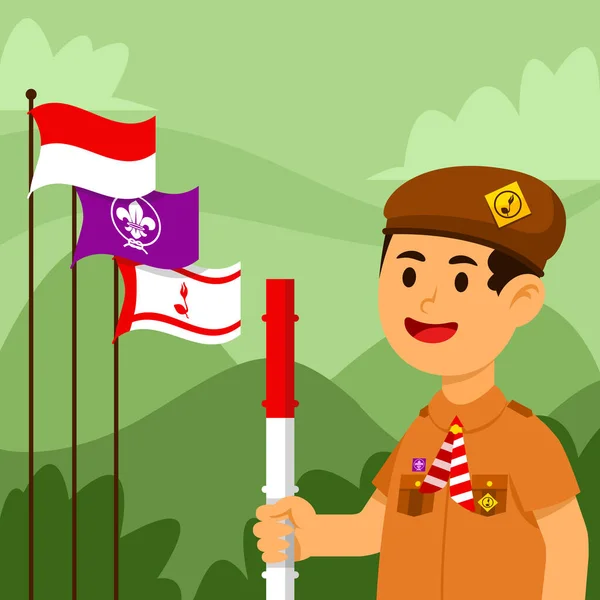 Felice Festa Nazionale Pramuka Organizzazione Scout Indonesia — Vettoriale Stock