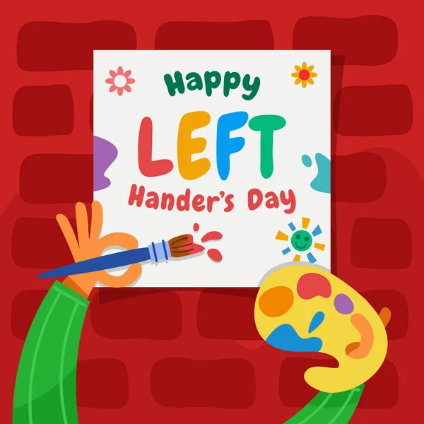 Artist Make Lettering Art Celebrate Left Handers Day — Stock Vector