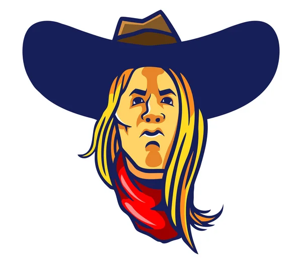 Cowboy cheveux longs — Image vectorielle