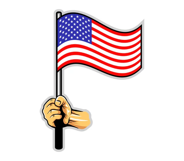 Χέρι που κρατά μας σημαία — Διανυσματικό Αρχείο