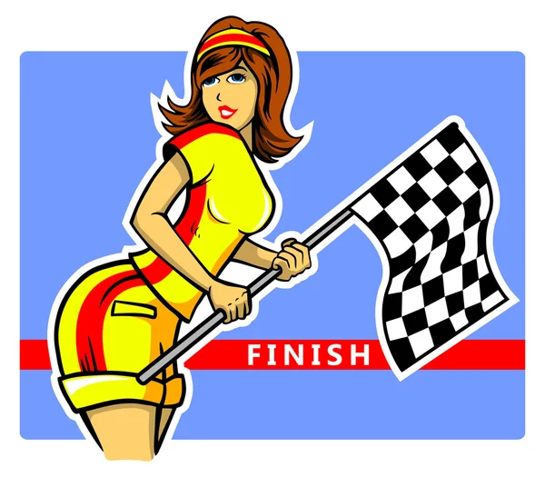 Race Flag Girl — Stock vektor