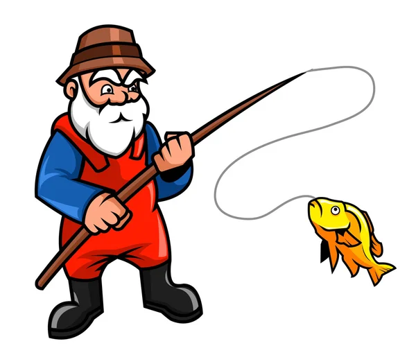 Old Fisherman — Stock Vector