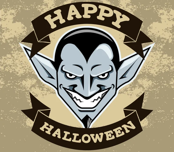 Dracula Head Halloween Badge — Stock vektor