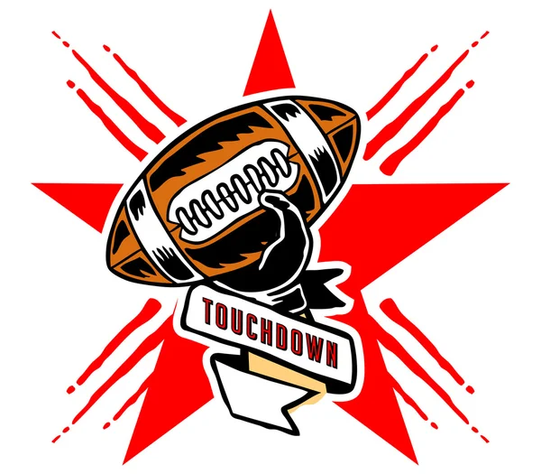 Touchdown und Star Badge Hand Draw — Stockvektor