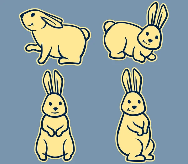 Kanin Line Art uppsättning — Stock vektor