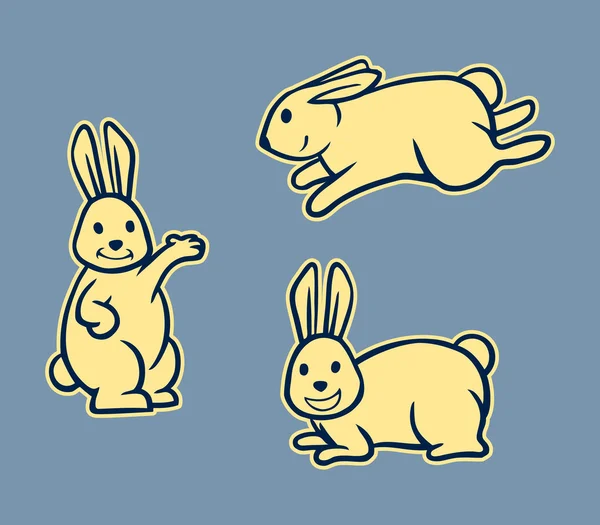 Kanin Line Art uppsättning — Stock vektor