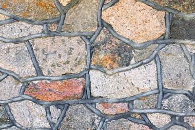 Decorative facade of granite close-up