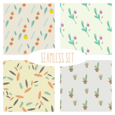 Set of Seamless Hand Drawn Patterns, Doodle  Pattern
