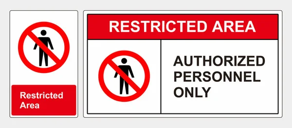 限制区授权人员仅限符号签名 矢量图解 白色背景标签隔离 安全标志标准Ansi Osha — 图库矢量图片