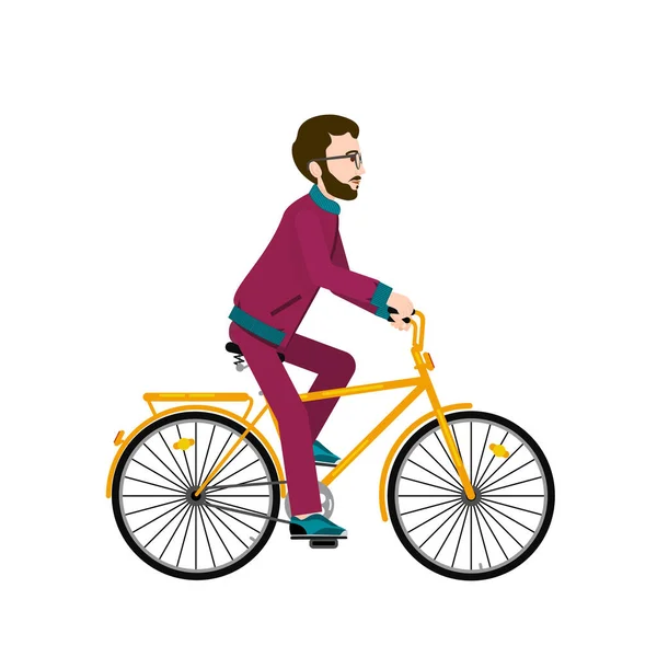 Man Bicycle Vector Illustration Cyclist Animation Editable Strokes All Details — Stock Vector