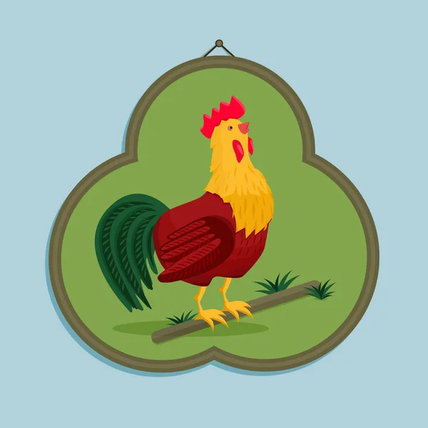 Rooster Vector Image Rooster Rooster Crowes Illustration Rooster Frame Wall — Stock Vector