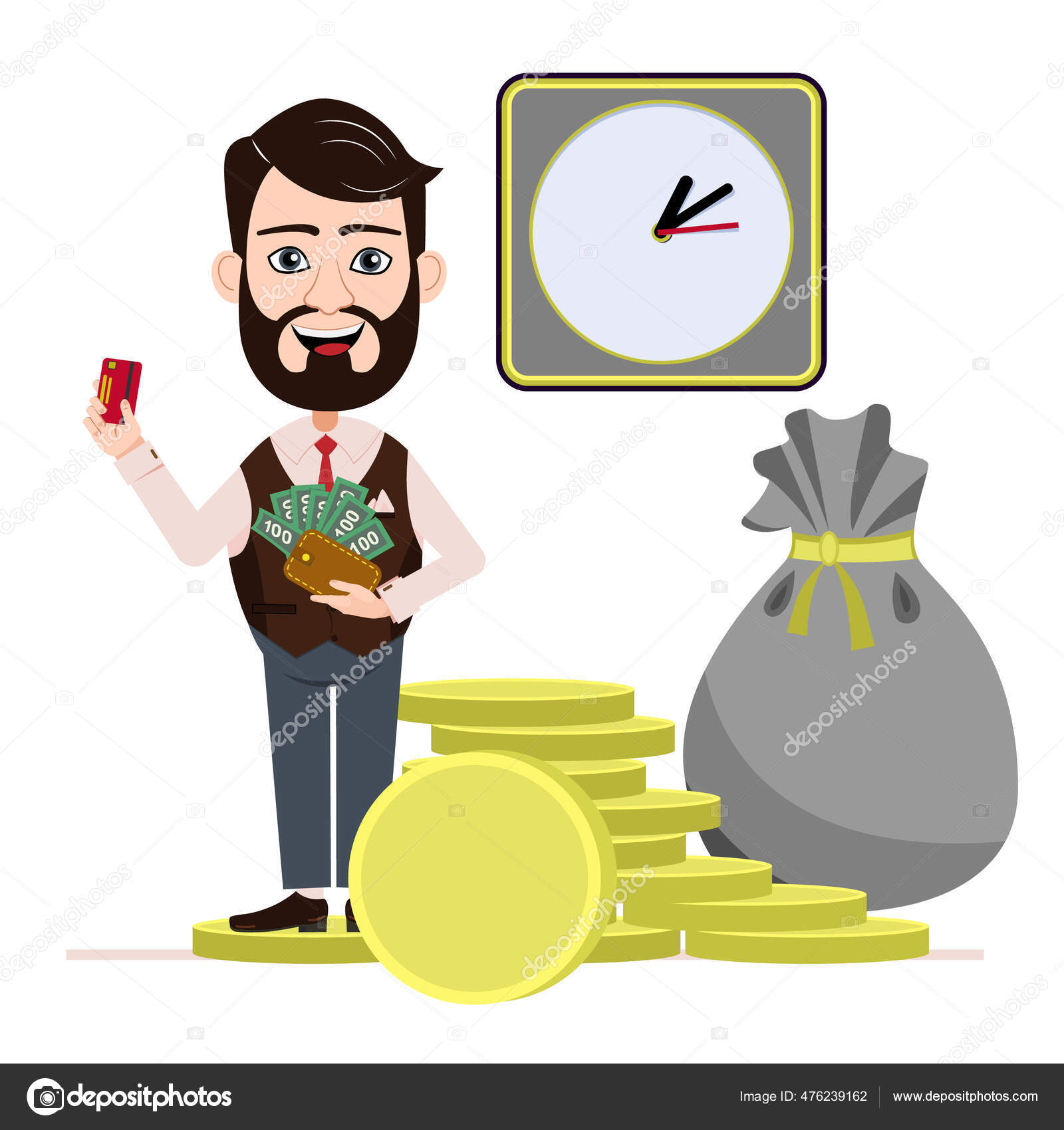 Una Persona Tiene Mucho Dinero Hombre Dibujos Con Billetes vector, gráfico vectorial © imagen