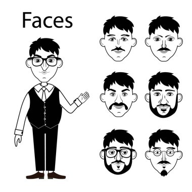 Faces for characters. Cartoon characters with different faces