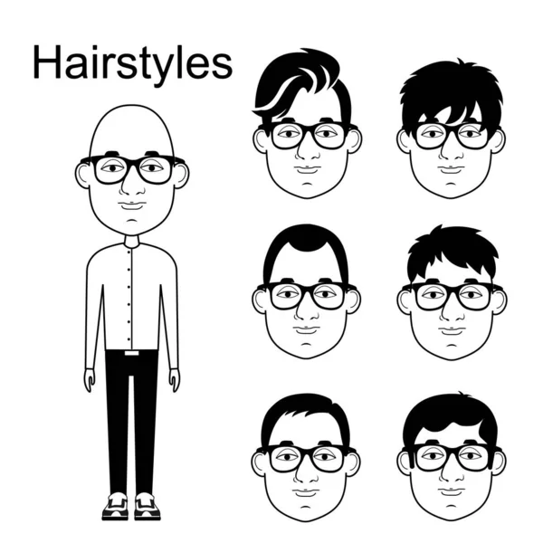 Hairstyles Cartoon Characters Characters Doodle Video Black White Vector Image — Stock Vector