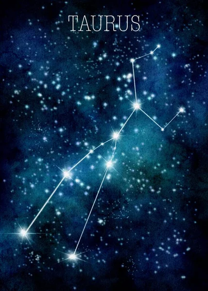 Signe du zodiaque Taureau, Aquarelle Taureau, astrologie, carte du ciel. Images De Stock Libres De Droits