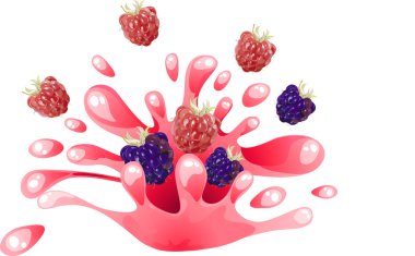 Fresh blackberry and raspberries juice.