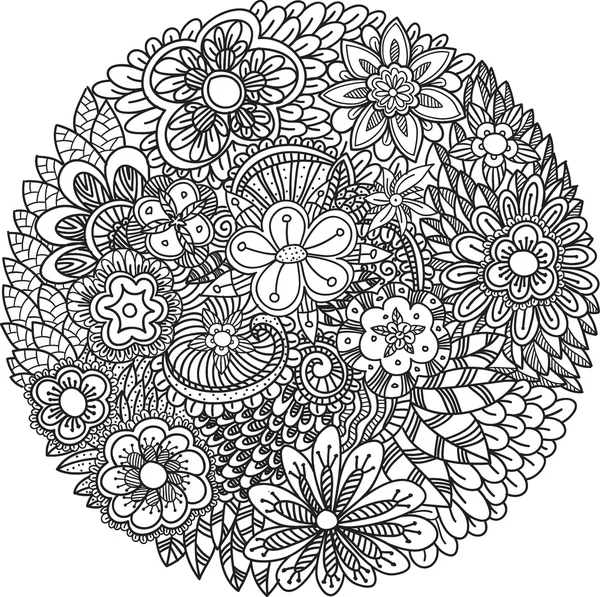 Doodle virágmintával mandala. — Stock Vector