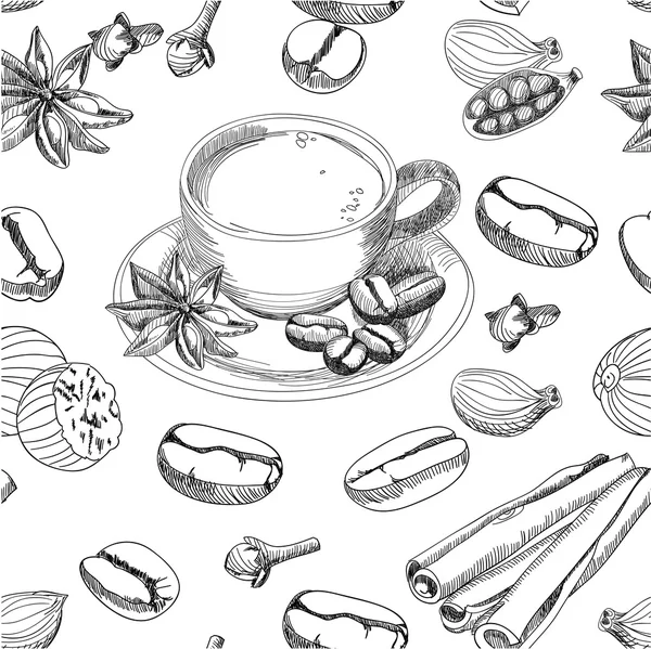 Vector coffee seamless pattern — Stock Vector