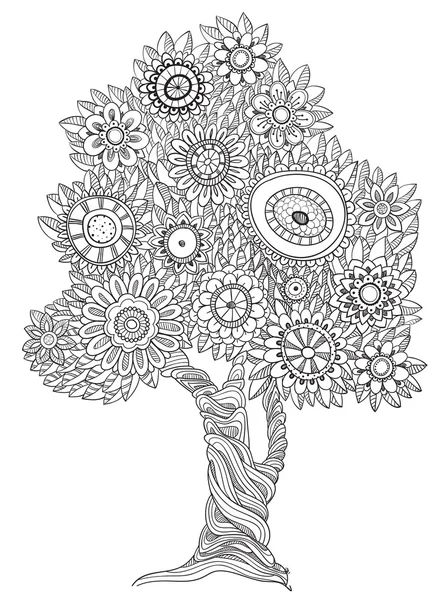 Floral doodle boom. — Stockvector