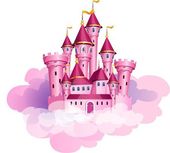 Vektorové růžová princezna kouzelný hrad.