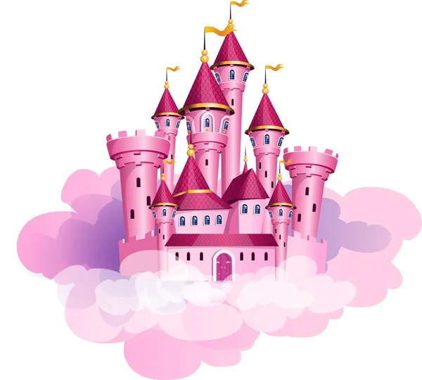 Château magique princesse rose vecteur . — Image vectorielle