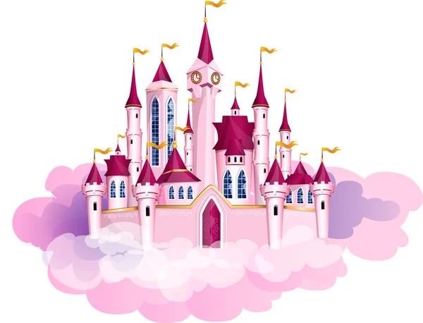 Château magique princesse rose vecteur . — Image vectorielle