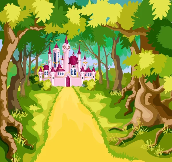 Pink tale castle. — Stock Vector