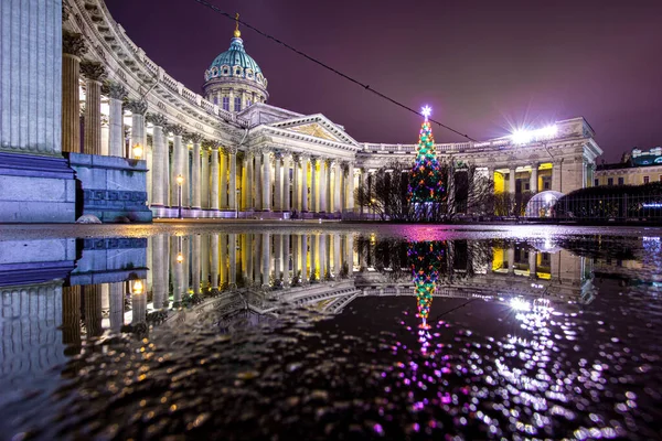 Szentpétervár Oroszországi Múzeumok Kazan Katedrális Oroszország Templomai Nyevszkij Kilátás Télen Stock Fotó