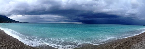 Mar Negro Día Nublado Mar Abjasia Resort —  Fotos de Stock