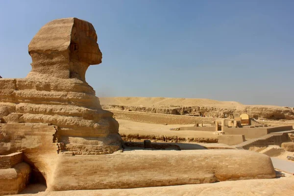 Egypt Gíza Sfinga Socha Poušti Starověké Káhiry — Stock fotografie