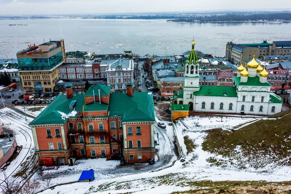 Rusland Nizjni Novgorod Top Uitzicht Overdag Mist — Stockfoto