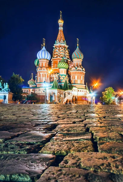 Basilius Kathedraal Het Rode Plein Nachts Een Van Meest Populaire — Stockfoto