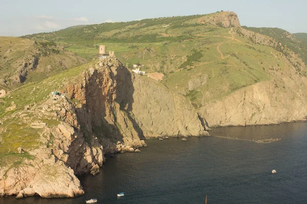 República Crimea Ciudad Balaklava Vista Corteza Desde Arriba Imagen De Stock