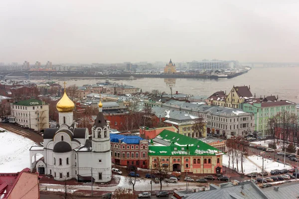 Russland Nischni Nowgorod Draufsicht Bei Tag Nebel — Stockfoto