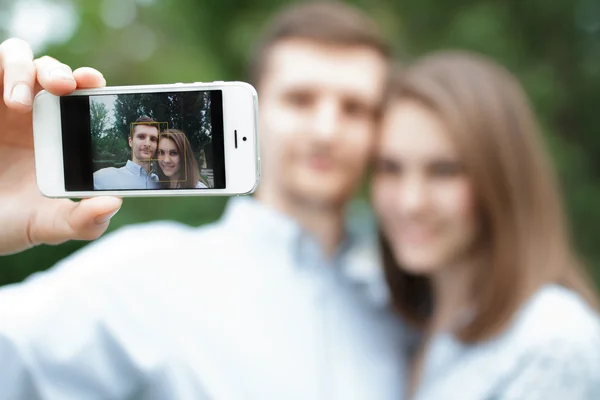 stock image Loving couple taking selfie