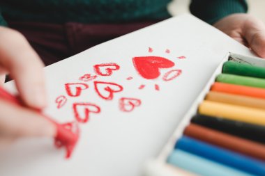 O çizim kırmızı Kalpler 