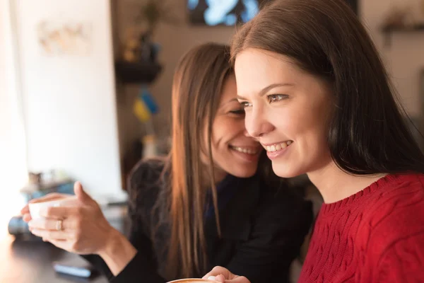 Jonge vrouwelijke vrienden in in de coffeeshop — Stockfoto