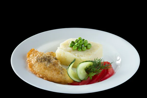 Mashed potatoes with chicken steak — Stock Photo, Image