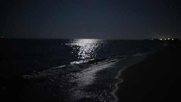 Zee strand bij nacht — Stockvideo