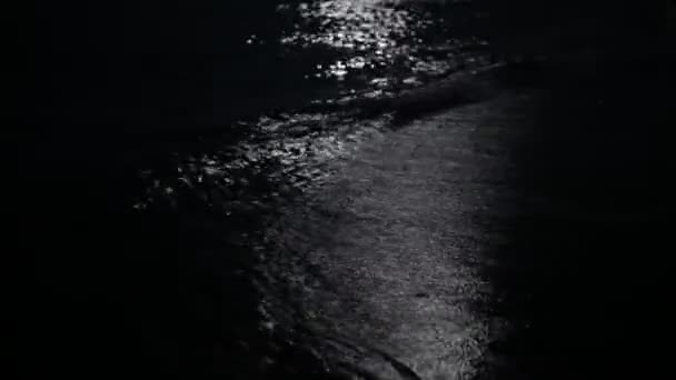 Morze vawes w ciemną noc. Moonlight. — Wideo stockowe