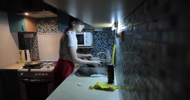 Kvinnlig disk hemma, originalljud ingår — Stockvideo