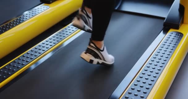 Πόδια που τρέχουν σε διάδρομο γυμναστικής — Αρχείο Βίντεο