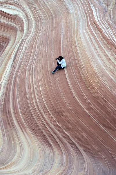 Fotógrafo, The Wave, Paria Canyon, Arizona — Fotografia de Stock