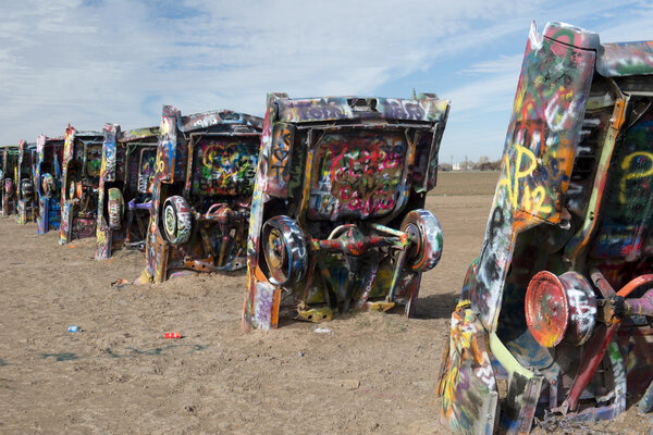 Cadillac Ranch installation in Amarillo, Texas